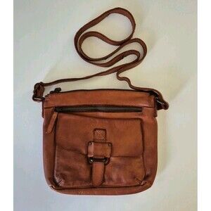 Harbour 2nd Brown Genuine Leather Distressed Hazel Crossbody Messenger Bag Purse